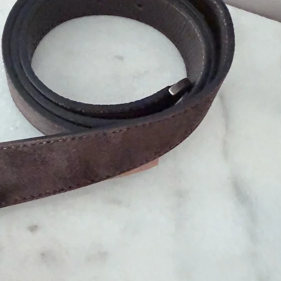 Brown suede Leather Men's Belt with Silver Buckle made in Italy belt Italy made - Picture 4 of 9